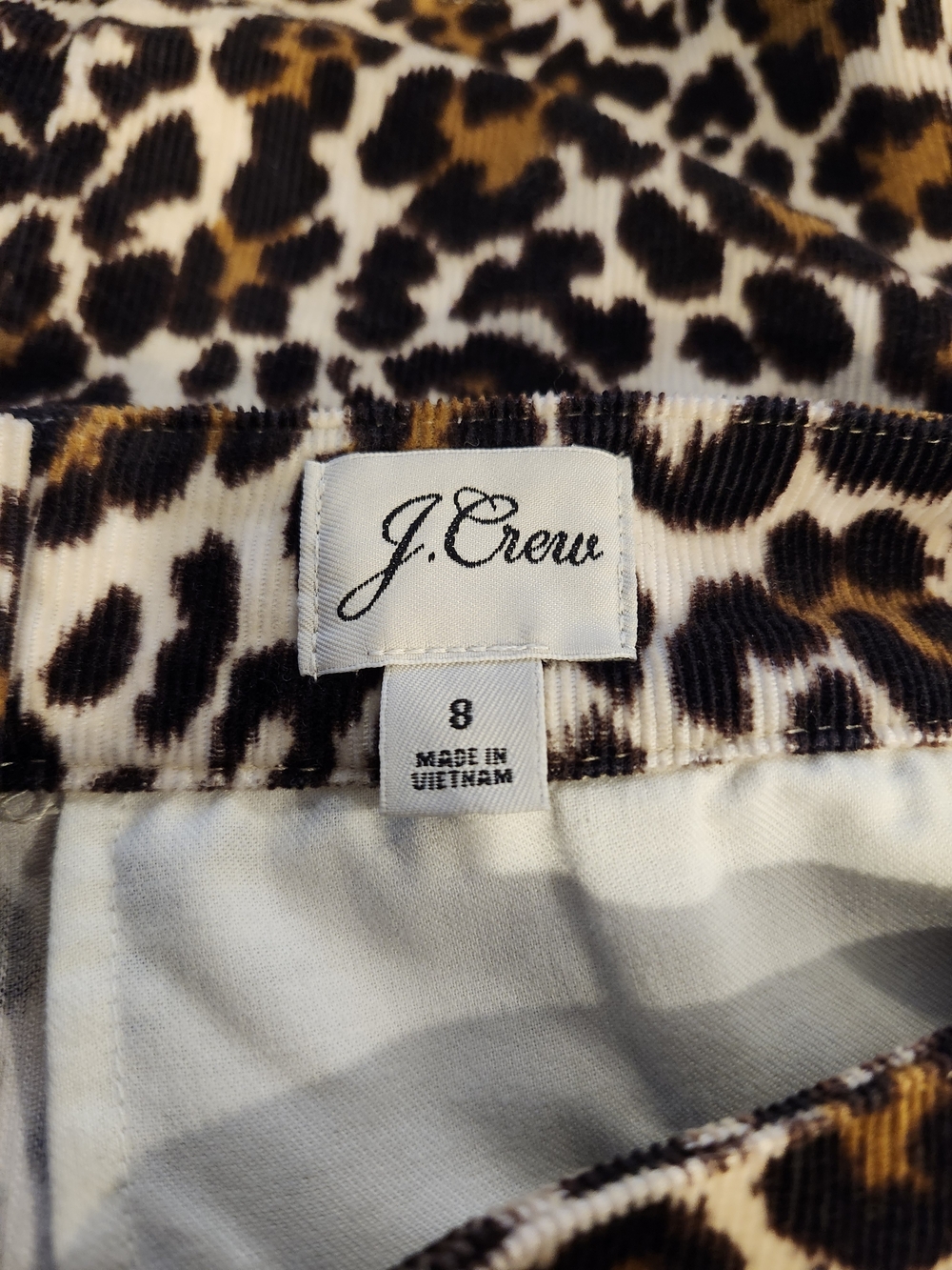 J.Crew Leopard Corduroy Buckle Mini Skirt Size 8 Animal Print A-Line - Picture 5 of 7